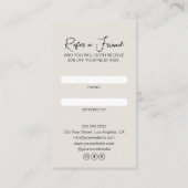 Haarstylist Moderne aangepaste foto Aanbevelingskaartje (Achterkant)