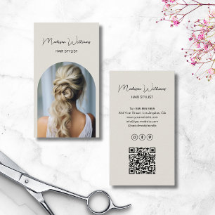 Haarstylist Moderne Boogfoto Neutraal Visitekaartje