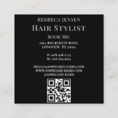 Haarstylist moderne foto QR Code Vierkante Visitekaartje (Achterkant)