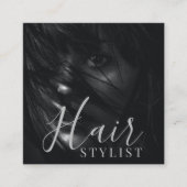 Haarstylist moderne foto QR Code Vierkante Visitekaartje (Voorkant)