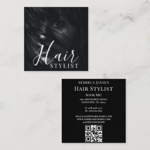 Haarstylist moderne foto QR Code Vierkante Visitekaartje