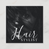 Haarstylist moderne foto QR Code Vierkante Visitekaartje (Voorkant)