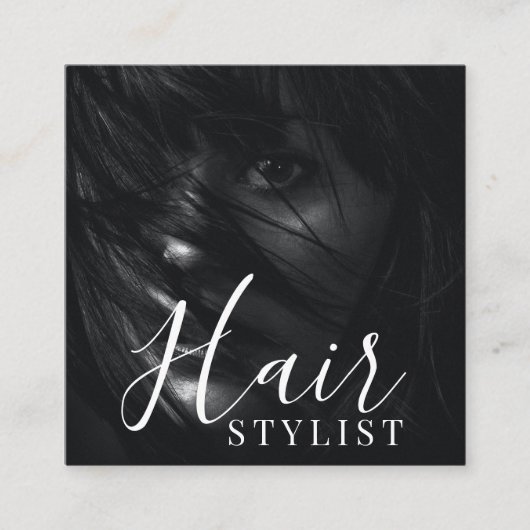 Haarstylist moderne foto QR Code Vierkante Visitekaartje (Voorkant)