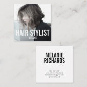 Haarstylist moderne foto vierkante visitekaartje (Voorkant / Achterkant)
