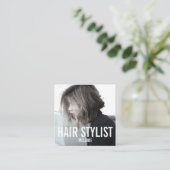 Haarstylist moderne foto vierkante visitekaartje (Staand voorkant)