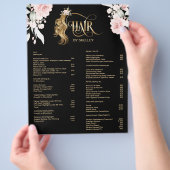 Haarstylist moderne goudprijslijst flyer (Hand)