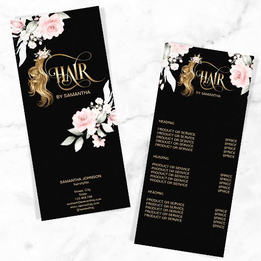 Haarstylist moderne goudprijslijst reclamekaart