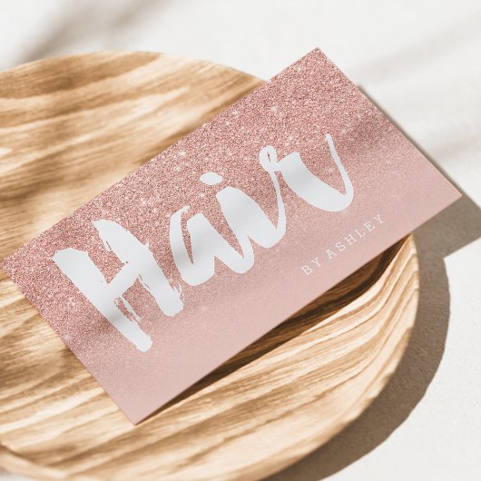 Haarstylist moderne typografie zwart roos goud visitekaartje