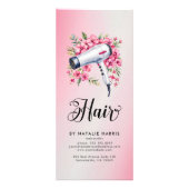 Haarstylist Moderne Waterverf Bloemen Haardroger Reclamekaart (Achterkant)