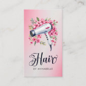 Haarstylist Moderne Waterverf Bloemen Haardroger Visitekaartje (Voorkant)