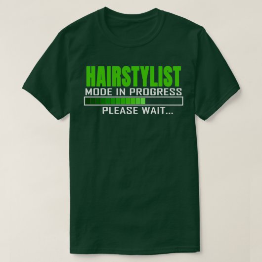 Haarstylist-modus in uitvoering Gelieve te wachten T-shirt (Design voorkant)