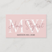 Haarstylist Monogram Blush Roze Visitekaartje (Voorkant)