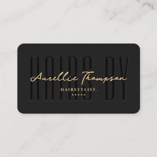 Haarstylist Monogram Elegant Zwart Modern Visitekaartje (Voorkant)