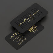 Haarstylist Monogram Elegant Zwart Modern Visitekaartje