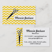 Haarstylist Mosterd Gele Chevron Schaar Visitekaartje (Voorkant / Achterkant)