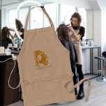 Haarstylist naam kapsalon logo elegante luxe standaard schort<br><div class="desc">Gepersonaliseerde elegante kapsalon schort met faux gouden vrouw kapsel logo (u kunt het vervangen door uw eigen!) en met de styliste en salon aangepaste naam.</div>