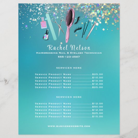 Haarstylist Nail Salon Service Sparkle Business Flyer (Voorkant)