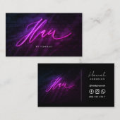 Haarstylist Neon Paars handgeschreven script Visitekaartje (Voorkant / Achterkant)