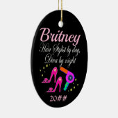 HAARSTYLIST OVERDAG, DIVA BY NIGHT GEPERSONALISEER KERAMISCH ORNAMENT (Rechts)