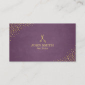 Haarstylist Paarse gouden Stippen & schaar Visitekaartje (Voorkant)