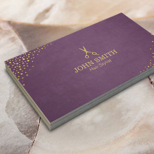Haarstylist Paarse gouden Stippen & schaar Visitekaartje