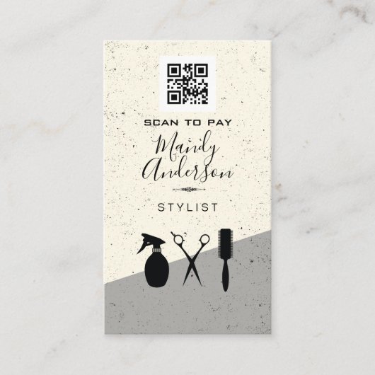 Haarstylist pictogrammen | QR-code Visitekaartje (Voorkant)