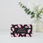 Haarstylist Pink Leopard Print QR-code Visitekaartje (Staand voorkant)