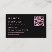 Haarstylist Pink Leopard Print QR-code Visitekaartje (Achterkant)