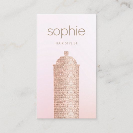 Haarstylist Pink Sequin Spray Can Visitekaartje (Voorkant)