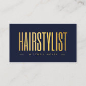 Haarstylist QR-code en Logo Navy en Gold Visitekaartje (Voorkant)