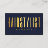 Haarstylist QR-code en Logo Navy en Gold Visitekaartje (Voorkant)