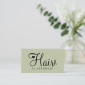 Haarstylist QR-code modern script salie groen Visitekaartje (Staand voorkant)