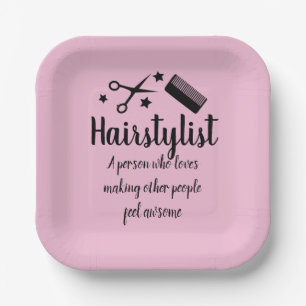 Haarstylist Quote Funny Hairdresser Pink Papieren Bordje