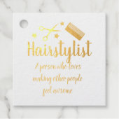 Haarstylist Quote Funny Hairdresser Stars Gold Bedankjes Labels (Voorkant)