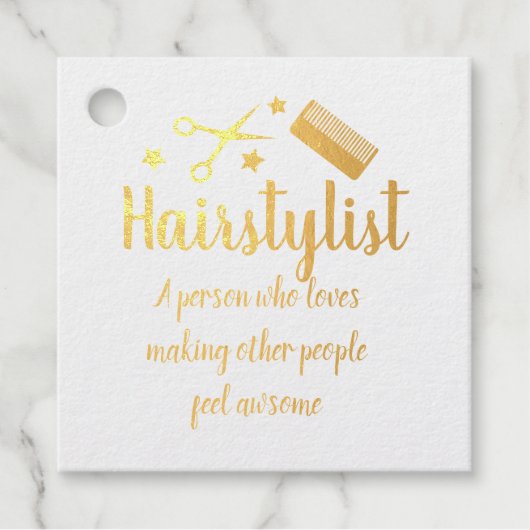 Haarstylist Quote Funny Hairdresser Stars Gold Bedankjes Labels (Voorkant)