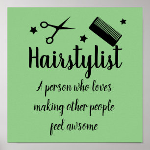 Haarstylist Quote Funny Hairdresser Stars Green Poster