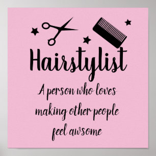 Haarstylist Quote Funny Hairdresser Stars Roze Poster