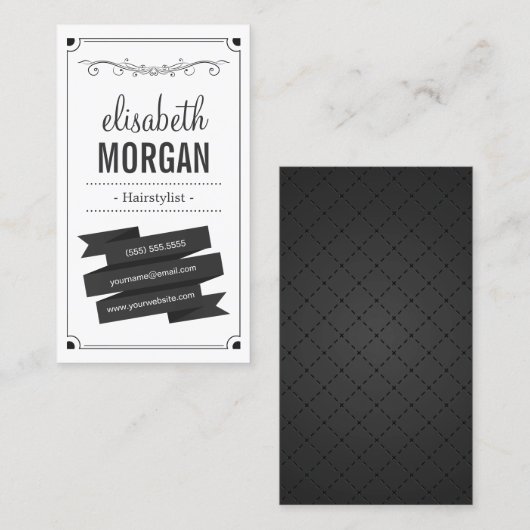 Haarstylist - Retro Black en White Visitekaartje (Voorkant / Achterkant)