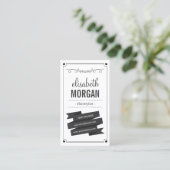 Haarstylist - Retro Black en White Visitekaartje (Staand voorkant)