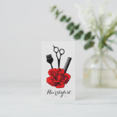  haarstylist rode rode mod visitekaartje (Staand voorkant)