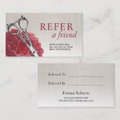 Haarstylist rode ventilator salonverwijzing aanbevelingskaartje (Voorkant / Achterkant)