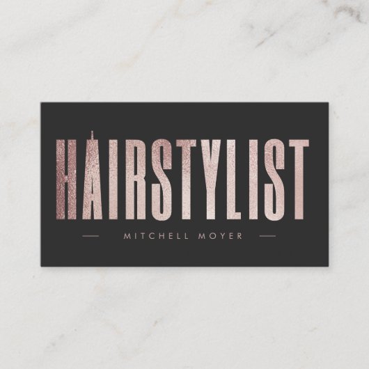 Haarstylist Roos Gold Glitter Visitekaartje (Voorkant)