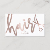 Haarstylist Roos Gold Handgeschreven Script Salon Visitekaartje (Voorkant)