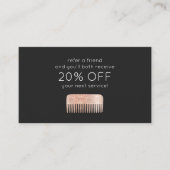 Haarstylist Roos Gold Sequin Comb Klantenbinding Aanbevelingskaartje (Voorkant)