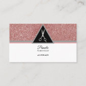 Haarstylist Roos Gouden Glitter & Marmeren Schaar Visitekaartje (Voorkant)