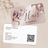 Haarstylist roos gouden typografie haar QR Code Visitekaartje