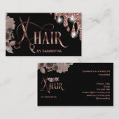 Haarstylist roos gouden typografie haarschaar b visitekaartje (Voorkant / Achterkant)