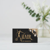 Haarstylist roos gouden typografie haarschaar bu visitekaartje (Staand voorkant)