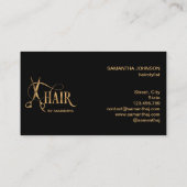Haarstylist roos gouden typografie haarschaar bu visitekaartje (Achterkant)
