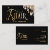 Haarstylist roos gouden typografie haarschaar bu visitekaartje (Voorkant / Achterkant)